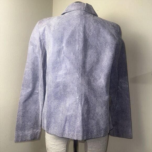 Colebrook & Co. Women's Purple Snake Print Leather Jacket Size Large - Picture 7 of 13